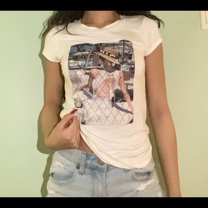 Teen bell T-shirt (white) super soft stretchy material *oversized small*